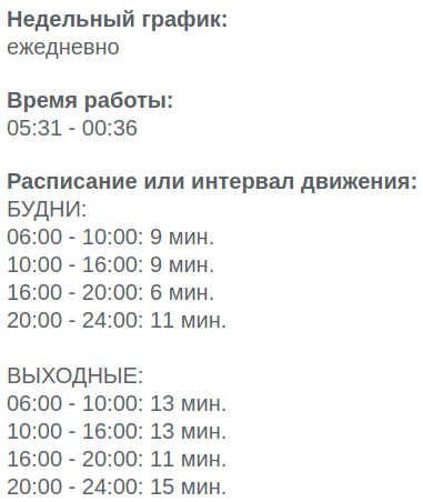 Расписание автобуса